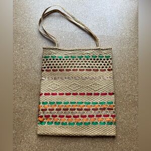 Straw Ribbon Tote Purse (16 X 13 Inches) Beach Resort